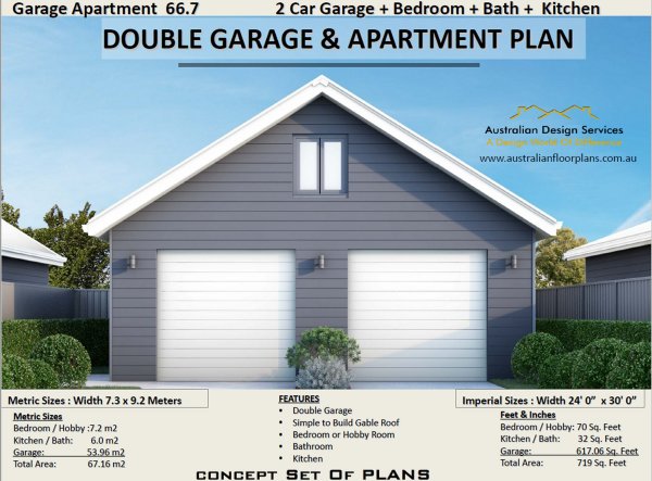 Simple Double Garage & Apartment Plans